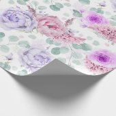 ほこりっぽい紫色の花ユーカリ葉ス植物学W ラッピングペーパー (角)