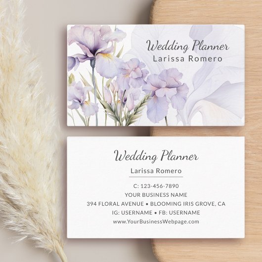 ほこりっぽい紫色の虹彩水色ロマンチックなフローラ コーリングカード