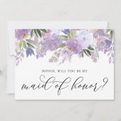 ほこりっぽい紫花が私のメイド・オブ・オーナー(花嫁付き添い人) 招待状 (正面)
