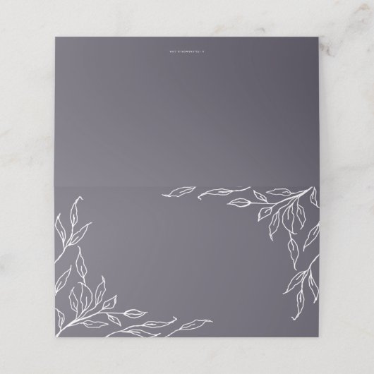 ほこりっぽい紫葉のモチーフ感謝祭の折り畳み プレイスカード (外部開封)