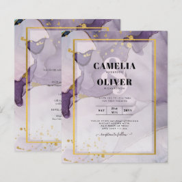 ほこりっぽい紫金ゴールドアルコールインク結婚抽象芸術