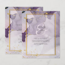 ほこりっぽい紫金ゴールドアルコールインク結婚抽象芸術