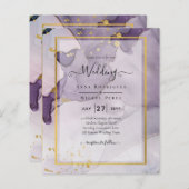 ほこりっぽい紫金ゴールドアルコールインク結婚抽象芸術 (正面/裏面)