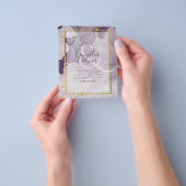 ほこりっぽい紫金ゴールドアルコールインク結婚抽象芸術 チラシ (手)