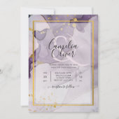 ほこりっぽい紫金ゴールドアルコールインク結婚抽象芸術 招待状 (正面)