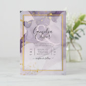 ほこりっぽい紫金ゴールドアルコールインク結婚抽象芸術 招待状 (スタンド正面)