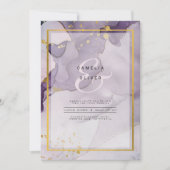 ほこりっぽい紫金ゴールドアルコールインク結婚抽象芸術 招待状 (正面)