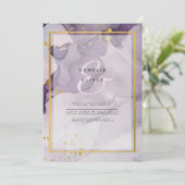 ほこりっぽい紫金ゴールドアルコールインク結婚抽象芸術 招待状 (スタンド正面)