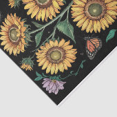 ほこりっぽい紫、背の高いヒマワリと（昆虫）オオカバマダラ、モナーク蝶 薄葉紙 (詳細)