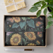 ほこりっぽい紫、背の高いヒマワリと（昆虫）オオカバマダラ、モナーク蝶 薄葉紙 (ギフト)