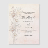 ほこりっぽい結婚クリーム・ワイルドフラワー贅沢 マグネット招待状 (正面)