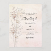 ほこりっぽい結婚クリーム・ワイルドフラワー インビテーションポストカード (正面)
