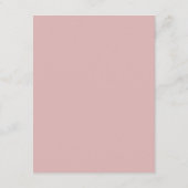 ほこりっぽい結婚ピンク座席表DIY 招待状 (裏面)