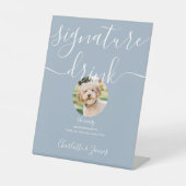 ほこりっぽい結婚ブルーのペットのシグネチャードリンク 台座サイン (正面)