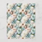 ほこりっぽい結婚緑の白いフローラ予算の招待状 (裏面)