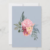 ほこりっぽい絵を描ブルーの後で幸せにピンクの花を 招待状 (裏面)