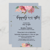 ほこりっぽい絵を描ブルーの後で幸せにピンクの花を 招待状 (正面/裏面)