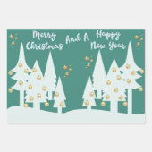 ほこりっぽい緑と金ゴールド ラッピングペーパーシート (正面)