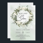 ほこりっぽい緑のオリーブリースフローラの上昇と輝き 招待状<br><div class="desc">ほこりっぽい緑のオリーブリースフローラ上昇と輝く招待状魅力的、このトレンディーシックなデザインは、すべてのボーホまたは素朴なスタイルイベントに最適である。デザインは水彩手のオリーブの緑色彩の鮮やかの葉混合オリーブの枝の混合水色の白いバラの花と金ゴールド幾何学的なフレームと組み合わせ書道のフォントに織フェイクり込まれたジェントリーが特徴モダンである。ボヘもしミアンまたは素朴なパーティーお祝いを計画し、このデザインはあなたのためだけである。ボヘミ感じアンの驚くべき幻。水色の白いバラの牡丹とオリーブの枝と緑の葉リースと組み合われたトレンディー書道フォントは、このデザインを印象的にする。ボヘミアのこの感じ素晴らしいフローラブーケを組み合わせた書道のスクリプモダントフォントを強化するために。の、ブライダルシャワー、結婚婚約、ベビーシャワー、記念日または任意のイベントに正常に使用。このコレクションでは、結婚式招待状、ブライダルシャワー招待状、ベビーシャワー招待状、シーティングチャート、メニュー、ウェディングプログラム、ラベル、ラベル、シンボルや象徴、ポスターなど、パーティーのすべての要素を見つけることができます。楽しむ!一致連絡するアイテムまたはカスタマイズ、赤面バラ©</div>