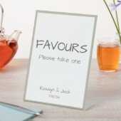 ほこりっぽい緑のカジュアル手書き結婚式の引き出物 台座サイン (インサイチュ)