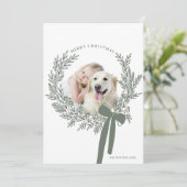 ほこりっぽい緑のクリスマスリースミニマル写真 シーズンカード (スタンド正面)