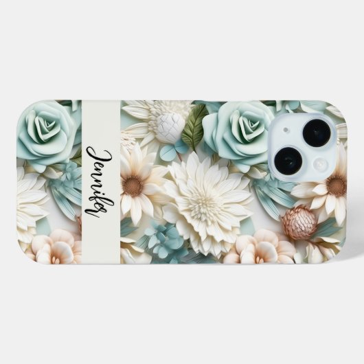 ほこりっぽい緑のクリーム花名スクリプト Case-Mate iPhoneケース (裏面 (横))