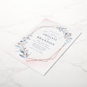 ほこりっぽい緑のバラ金ゴールドジオメト素朴リ結婚ズ 箔招待状 (回転した状態)