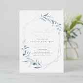 ほこりっぽい緑のバラ金ゴールド素朴ブライダルシャワー箔 箔招待状 (立ち正面)