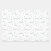 ほこりっぽい緑のヒツジEid Mubarak Kids ラッピングペーパーシート (正面2)