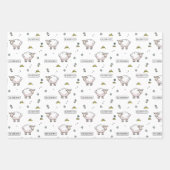 ほこりっぽい緑のヒツジEid Mubarak Kids ラッピングペーパーシート (正面)