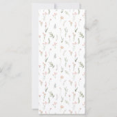 ほこりっぽい緑のピンクの花の素朴結婚なメニューカード (裏面)