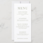 ほこりっぽい緑のピンクの花の素朴結婚なメニューカード (正面)