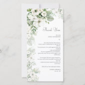 ほこりっぽい緑のフローラバラ水結婚色の サンキューカード (正面)
