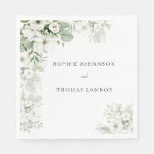 ほこりっぽい緑のフローラバラ水結婚色の スタンダードランチョンナプキン (正面)