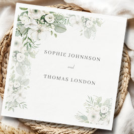 ほこりっぽい緑のフローラバラ水結婚色の スタンダードランチョンナプキン