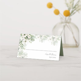 ほこりっぽい緑のフローラバラ水結婚色の プレイスカード