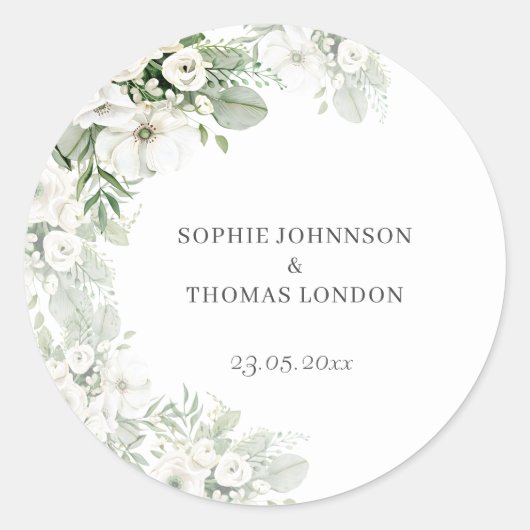 ほこりっぽい緑のフローラバラ水結婚色の ラウンドシール (正面)