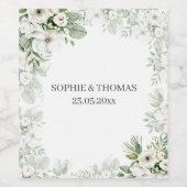 ほこりっぽい緑のフローラバラ水結婚色の ワインラベル (シングルラベル)