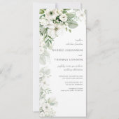 ほこりっぽい緑のフローラバラ水結婚色の 招待状 (正面)