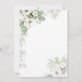 ほこりっぽい緑のフローラバラ水結婚色の 招待状 (裏面)