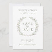 ほこりっぽい緑のフローラ日付の写真の招待を保存 招待状 (正面)