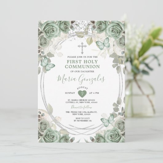 ほこりっぽい緑のフローラ最初の聖餐式 招待状 (スタンド正面)