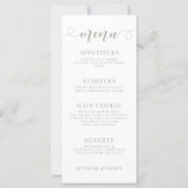 ほこりっぽい緑のフローラ結婚のメニューカード (正面)