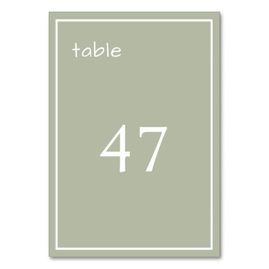 ほこりっぽい緑のミニマルモダンリストテーブルカード テーブルナンバー (正面)