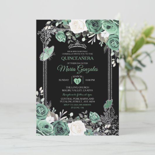 ほこりっぽい緑のメキシカンチャラ・ミンス・バタフライ 招待状 (スタンド正面)