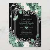 ほこりっぽい緑のメキシカンチャラ・ミンス・バタフライ 招待状 (正面/裏面)