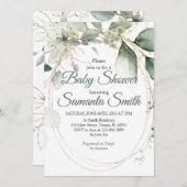 ほこりっぽい緑のユーカリ緑の赤ちゃんシャワー 招待状 (正面/裏面)