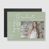 ほこりっぽい緑の台本スクール大学院フォトマグネット (正面/裏面)