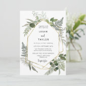 ほこりっぽい緑の植物緑の金ゴールドフレームQRコード 招待状 (スタンド正面)