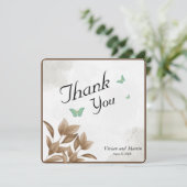 ほこりっぽい緑の水色と蝶サンキューカード (スタンド正面)